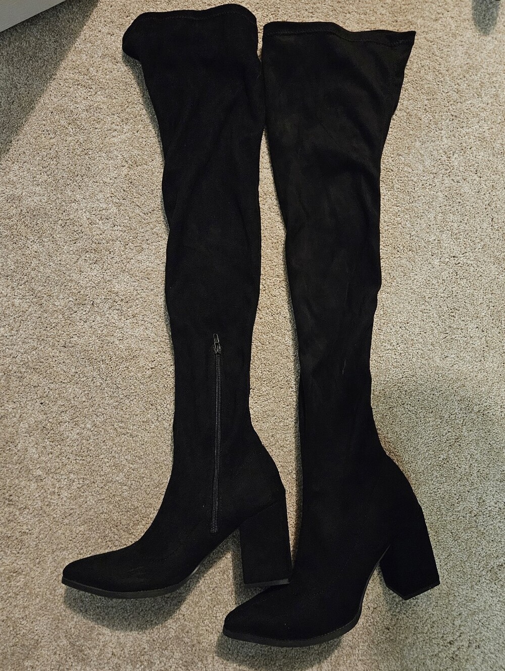 Women's Black Over-the-Knee Block Heel Boots